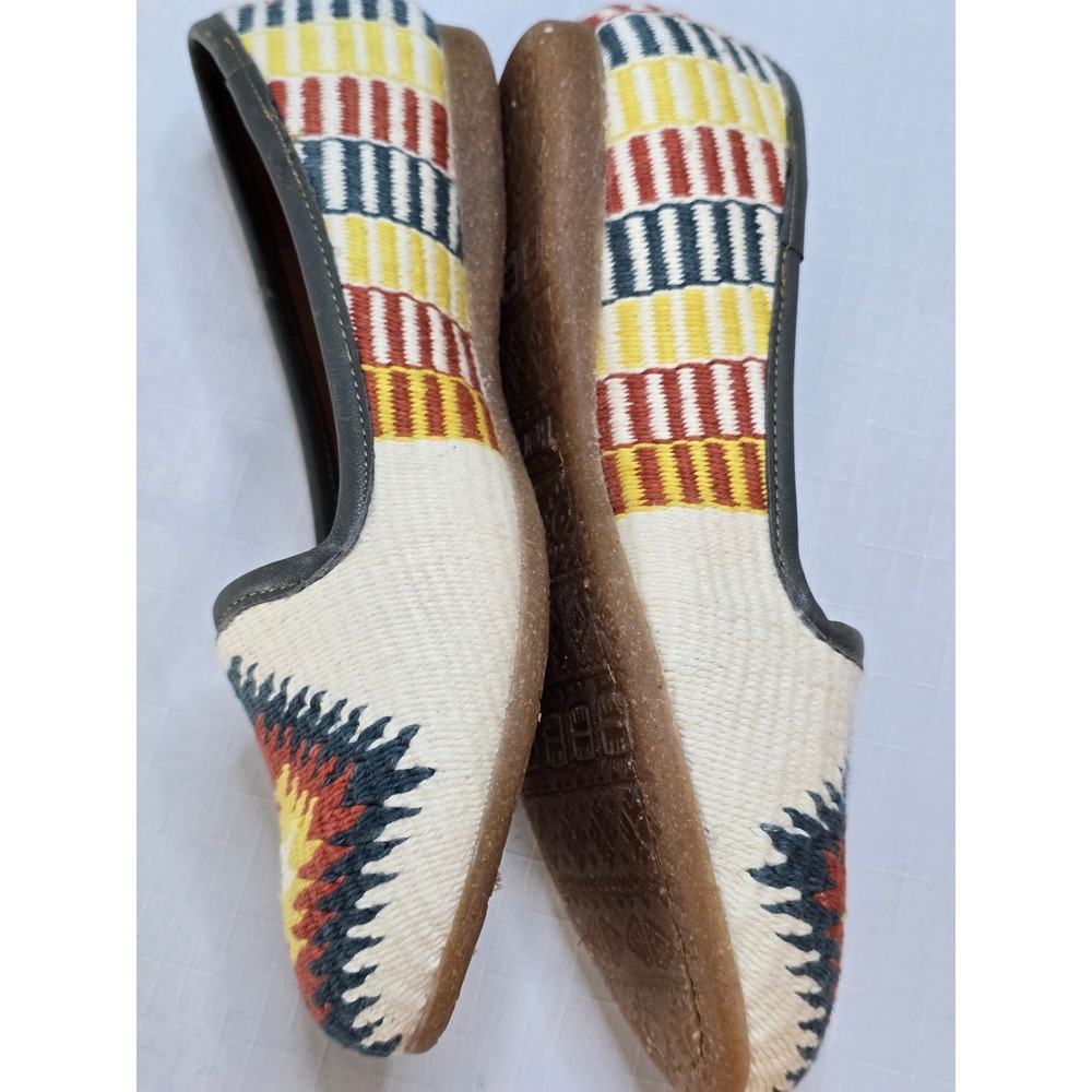 Born Women Southwest Woven Loafers Flats Cream Orange Blue Boho Size 9.5 41 - Picture 5 of 6
